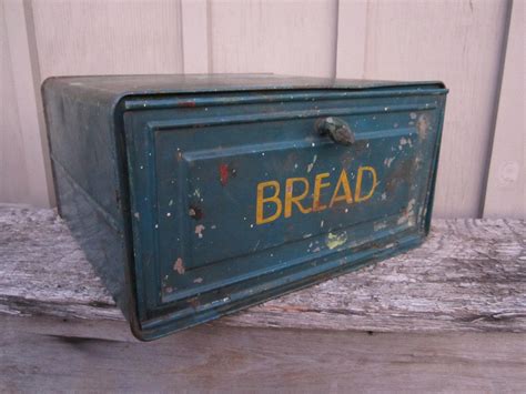 antique metal bread box with bread written on the front|old metal boxes for sale.